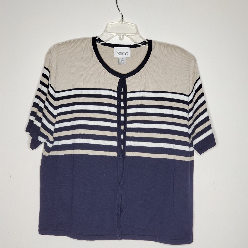 Christopher&Banks Multi Color Button Down Sweater